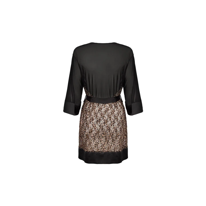 Peniuar OBSESSIVE L/XL, satynowy, zmysłowy, elegancki z zwierzęcymi wzorami