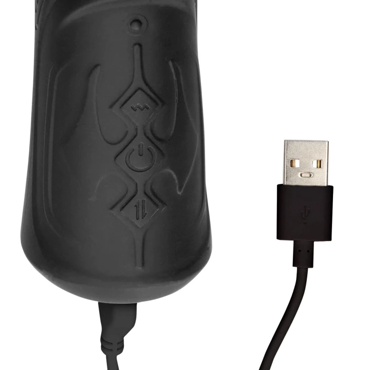 Maszyna wibracyjna i pchająca - silikon, 13 trybów, ładowanie USB - czarna