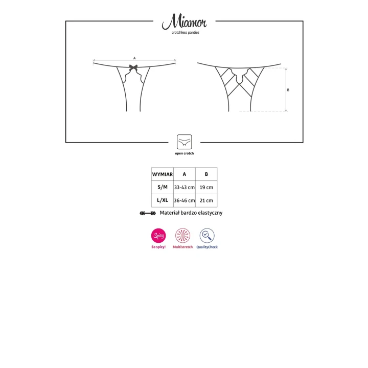 Figi otwarte Miamor OBSESSIVE, L/XL, koronka, elastyczne paseczki, odważny krój