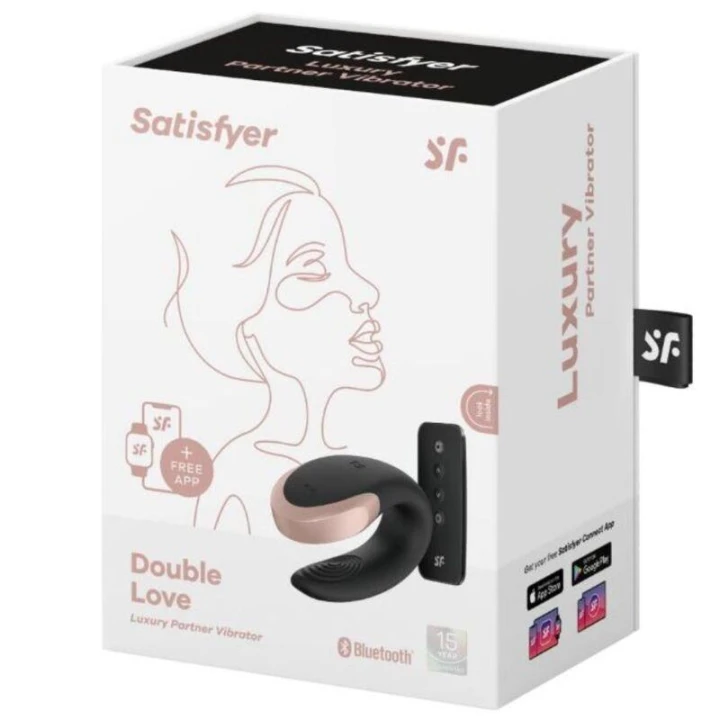 Wibrator dla par Satisfyer Double Love, sterowanie aplikacją, wodoodporny, silikon