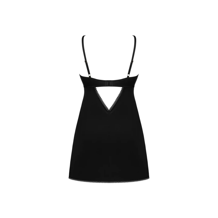 Koszulka nocna OBSESSIVE Rosenty, M/L, regulowane ramiączka, miseczki z fiszbinami, czarna