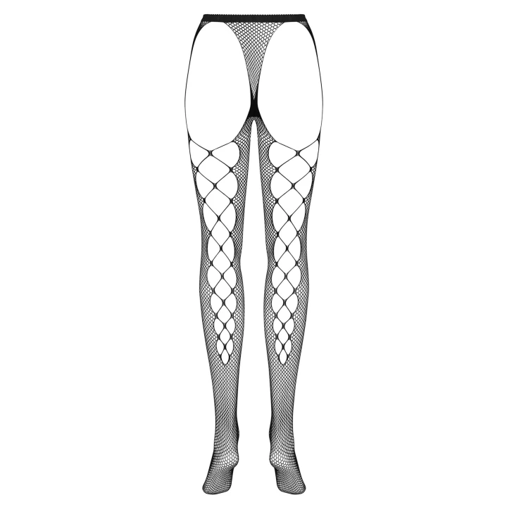 Rajstopy OBSESSIVE Tights S233 - Czarna siateczka, odważne wycięcia, 3SKnit