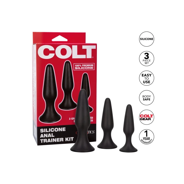 Zestaw treningowy korków analnych COLT, silikon, 3 rozmiary, wodoodporny