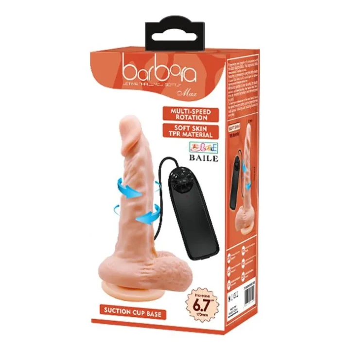 Dildo BAILE- BARBARA Max 6.7'', funckcja wibracji, materiał TPR ABS, ssawka