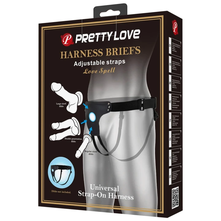 Uprząż strap-on PRETTY LOVE - Regulowane paski, Materiał PU/ABS/Metal/Nylon