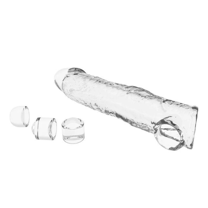 Nakładka powiększająca na penisa Pretty Love - przezroczysta, 3 moduły, 26 cm