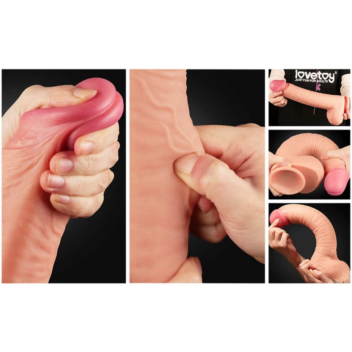 Dildo - Dwuwarstwowe Platynowe Silikonowe, 30,5 cm, Hiperrealistyczny Design