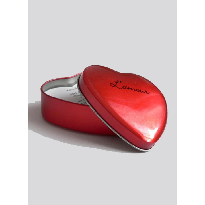 Gra romantyczna L'amour - Gry i zabawy dla par, metalowe pudełko, 54 karty w kształcie serc