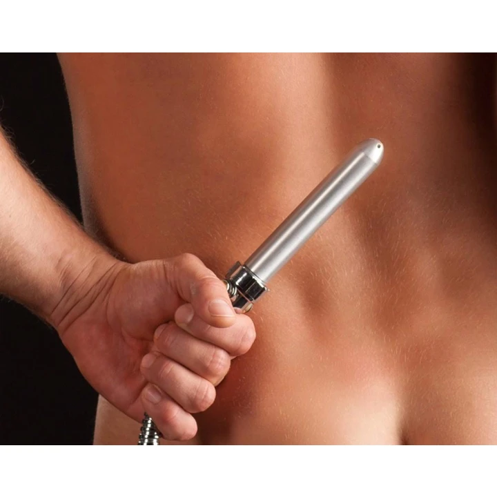 Natrysk analny Total Splash – Aluminium, długość 15,5 cm, 5 otworów, standardowy gwint