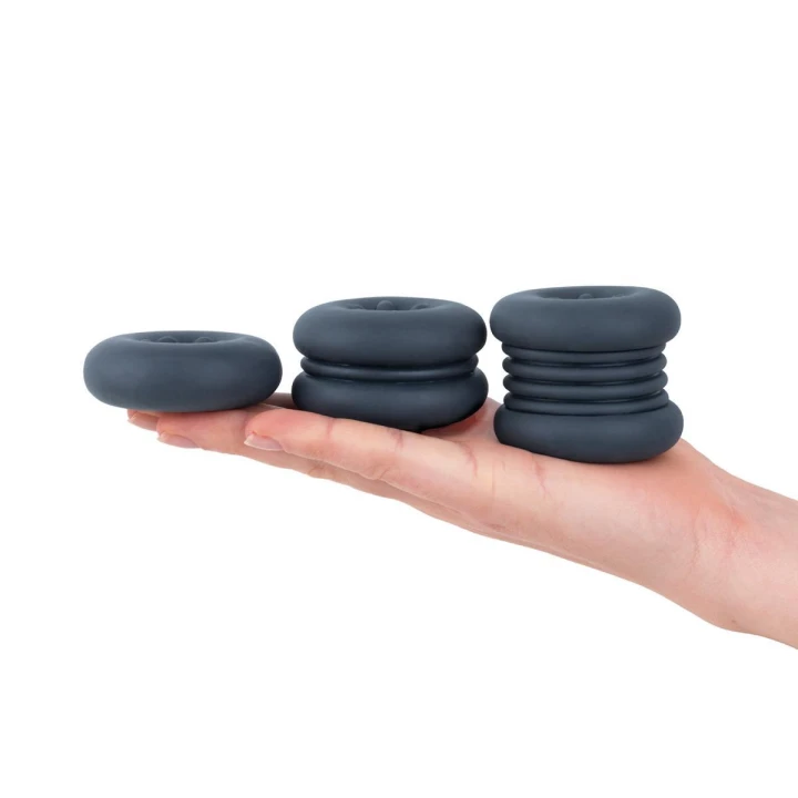 Pierścienie erekcyjne Boners - 3 szt. Niebieskie, elastyczne, modułowe