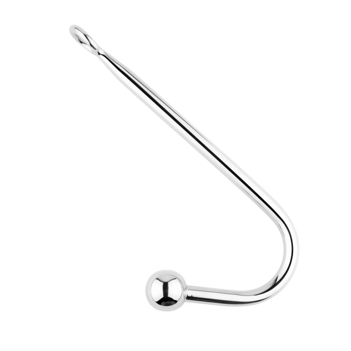 Hak analny Stalowy Elite – stal nierdzewna, długość 24 cm, kulka Ø 3,2 cm