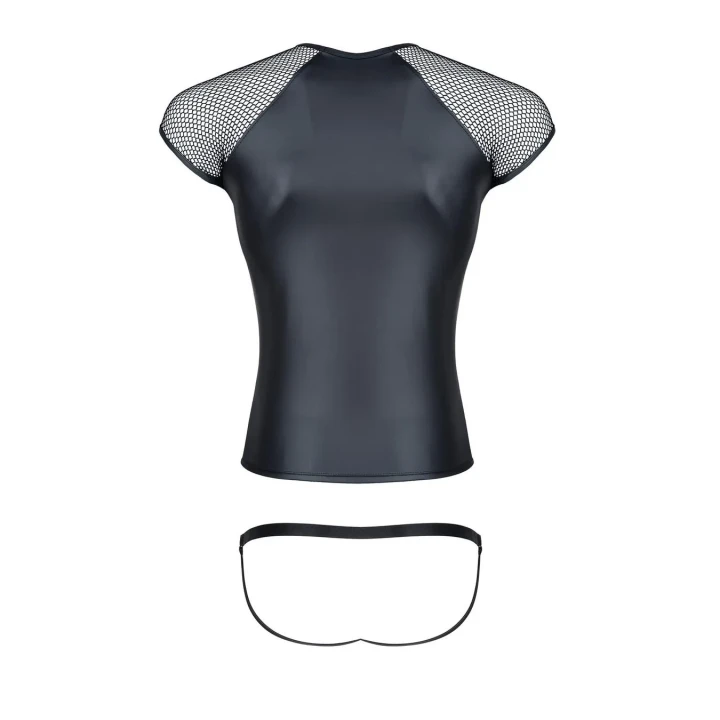 Komplet męski Wetlook REGNES FETISH PLANET - T-shirt i open back figi, styl clubwear, rozmiar L