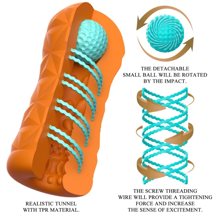 Masturbator TPR/ABS PRETTY LOVE - WIRUJĄCA CEWKA, STYMULACYJNA KULKA