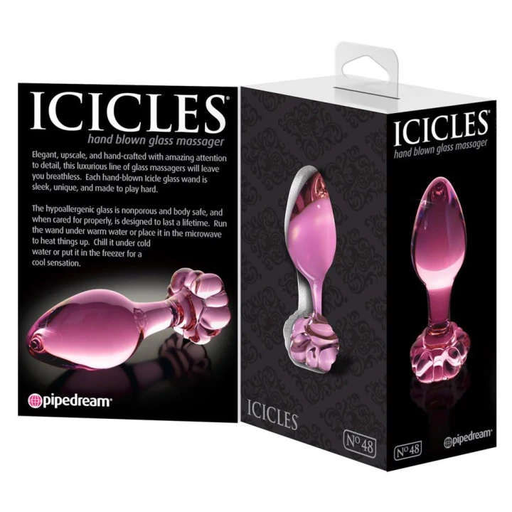 Korek analny ze szkła ICICLES No. 48 – szkło dmuchane, stożkowe, długość 8,9 cm