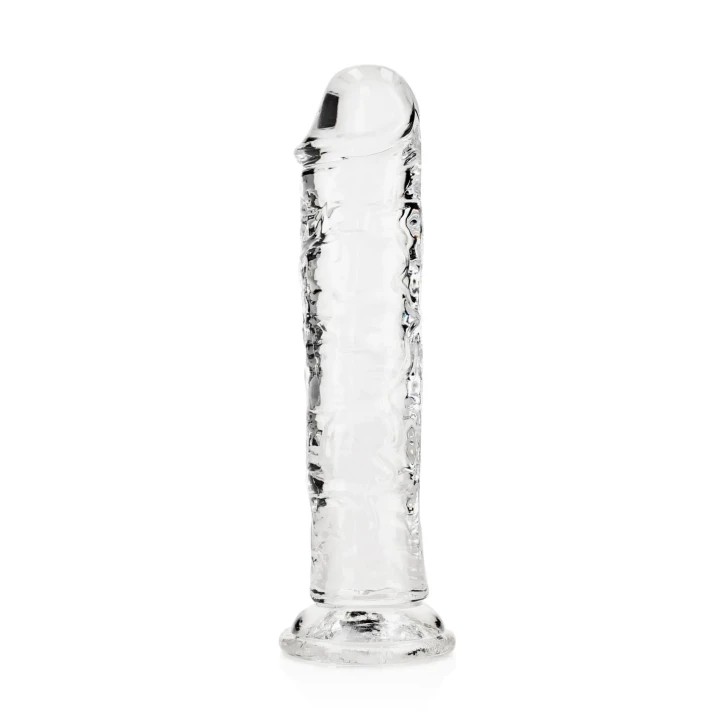 Dildo REALROCK CRYSTAL CLEAR, 7''/18 cm, przezroczyste, przyssawka, bez ftalanów