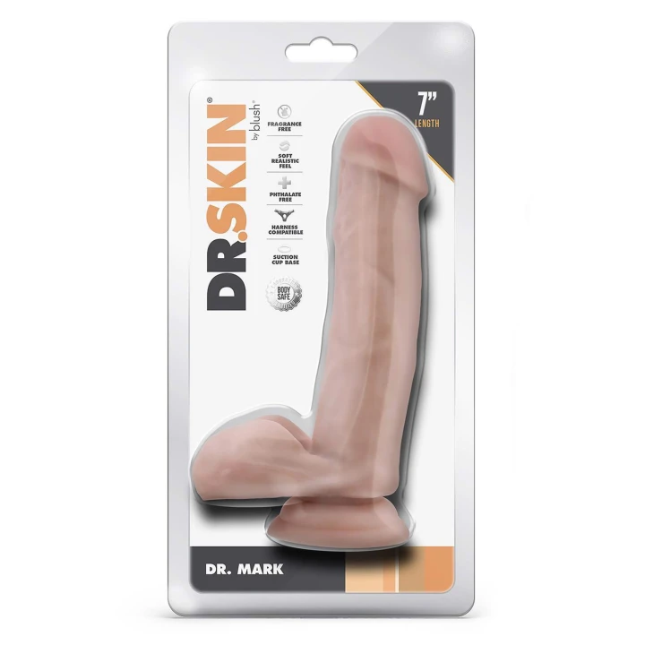 Dildo Dr. Skin Dr. Mark z kuleczkami, PVC, 17,7 cm, realistyczny design