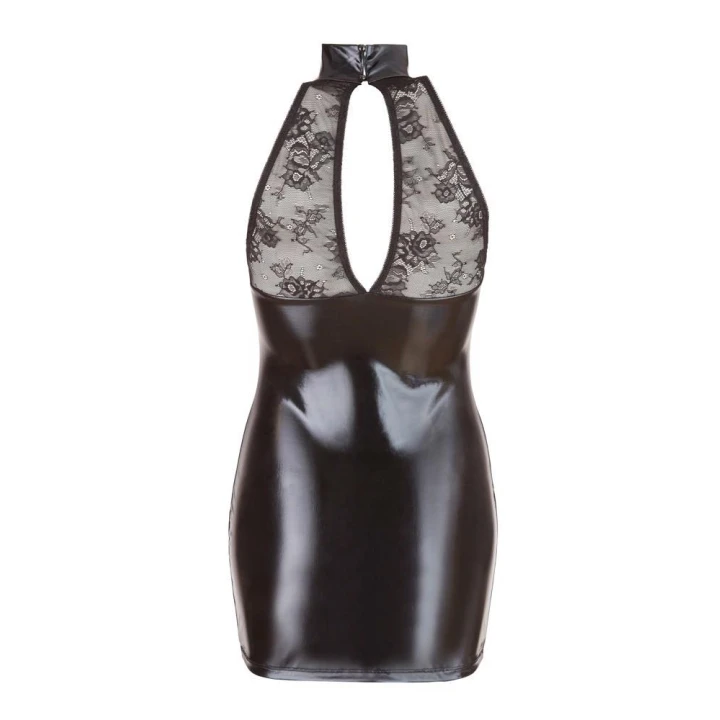 Sukienka krótka COTTELLI LINGERIE, wet look, koronka, elegancka, zmysłowa