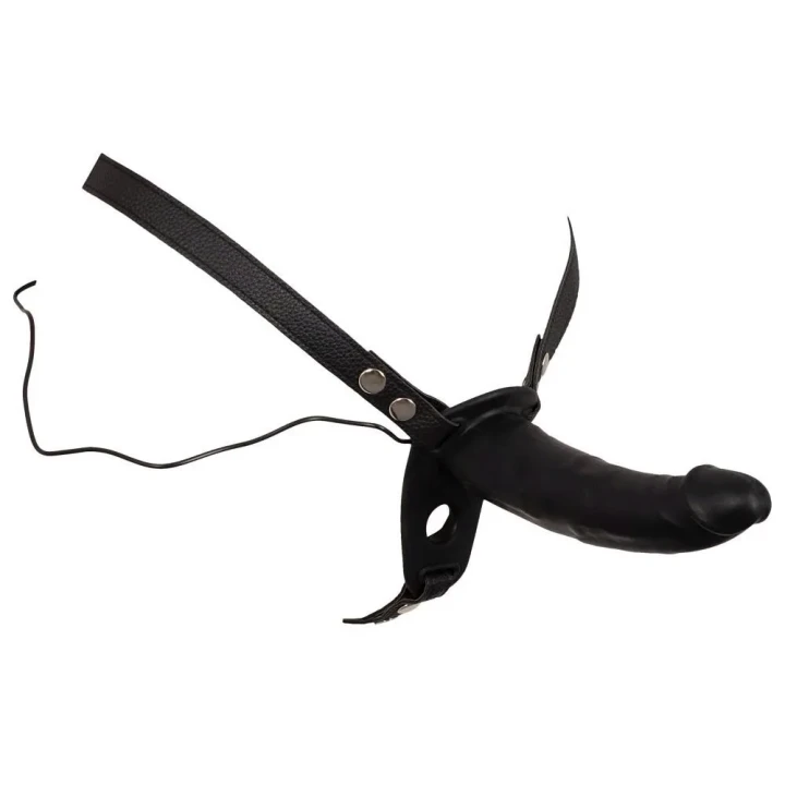 Wibrator strap-on z podwójnym stymulatorem, regulowany pas, 10 trybów wibracji