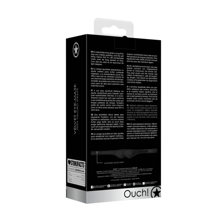 Opaska na oczy Ouch! z elastycznym paskiem, miękka wyściółka, długość 7,5cm