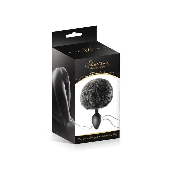 Wtyczka analna Sweet Caress z syntetycznym puszkiem, silikonowa, 120 mm długości