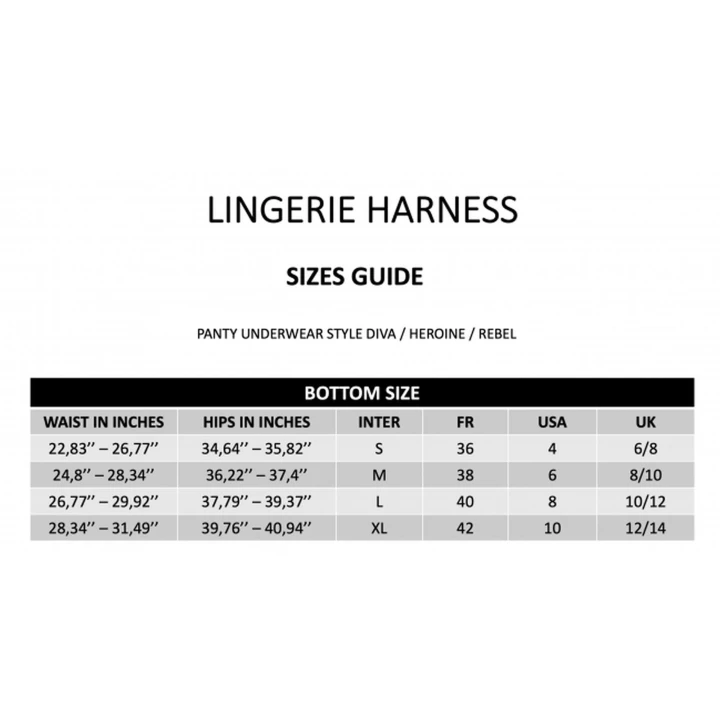 Uprząż bieliźniana Heroina - mikrofibra, elastyczna talia, regulowane pasy - XL