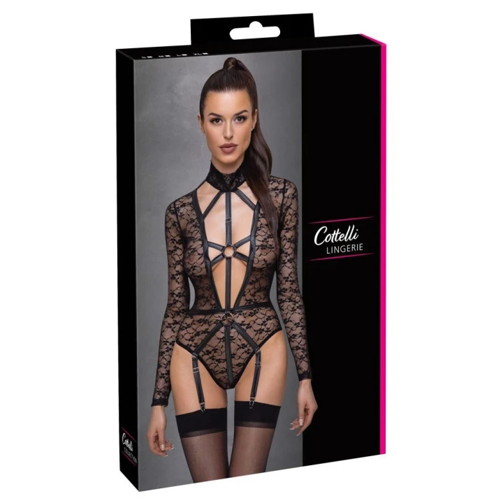 Bodystocking Cottelli Lingerie, Koronkowy, Długi Rękaw, Regulowane Szelki