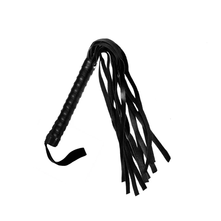 Bicz do bondage Pejcz-Black, 44 cm, syntetyczna skóra, frędzle, lekkie wykonanie