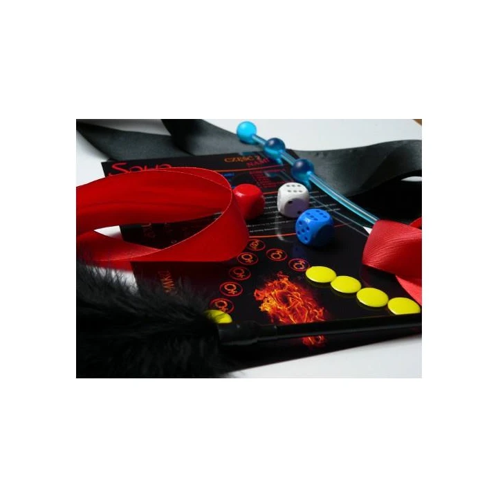 Gra erotyczna SOHO z kostkami, opaską na oczy i kulkowym dildo do wspólnych przygód