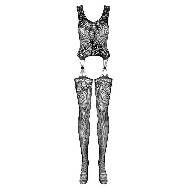 Bodystocking OBSESSIVE, XL/XXL, Elastyczna Siateczka, Kwiatowy Motyw, 90% Nylon