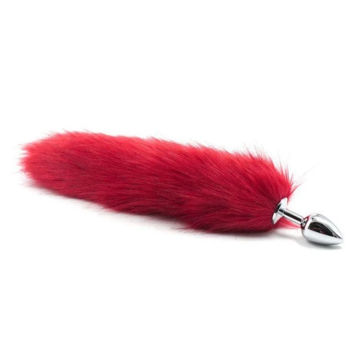 Wtyczka analna Long Fox Tail - stal, ekologiczne futro, długość 7 cm, średnica 3 cm