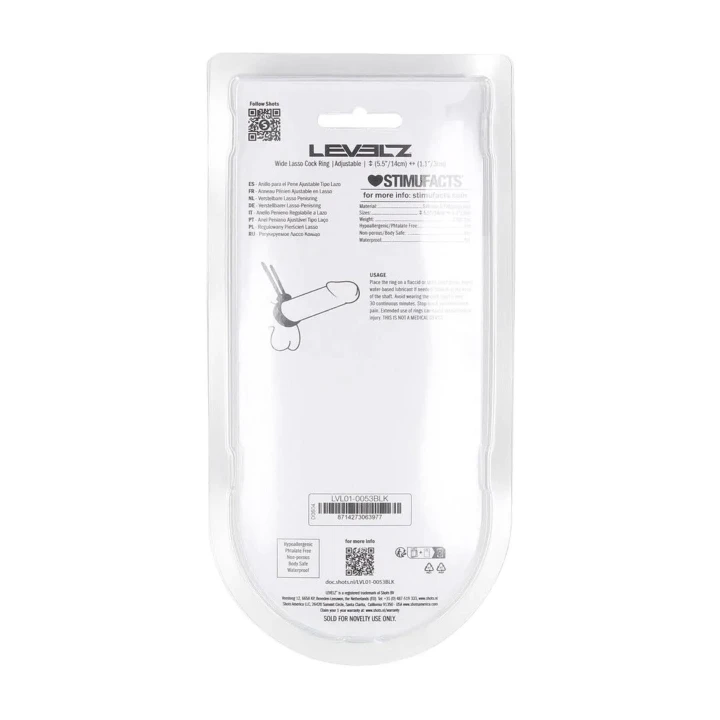 Pierścień na penisa poziomu regulowanego LEVELZ, silikon 5mm, czarny, 14cm