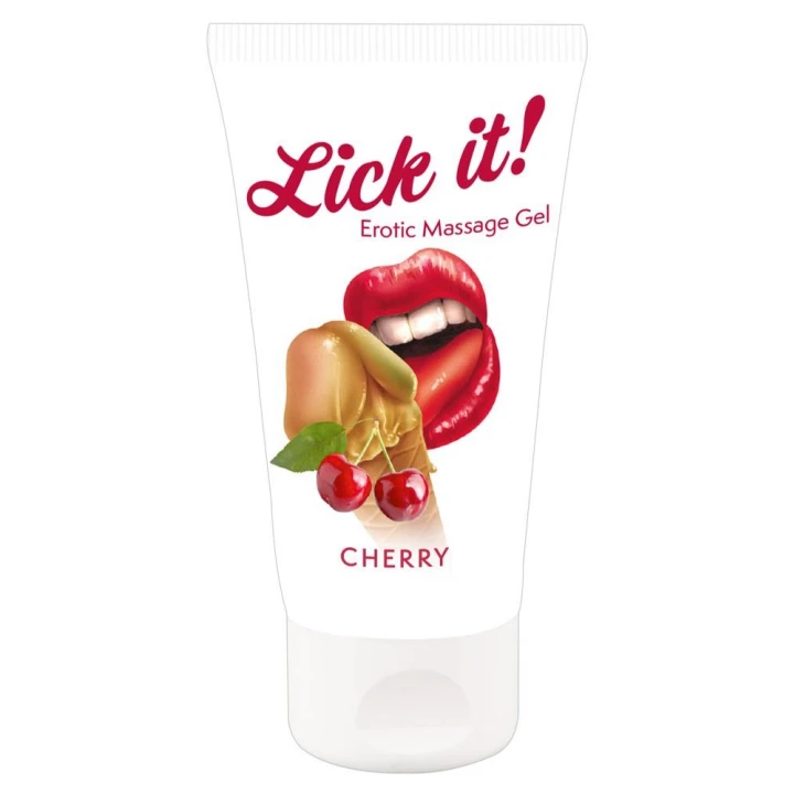 Żel do masażu intymnego Lick it! Wiśniowy, wegański, 50 ml