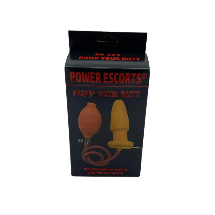 Korek analny - Power Escorts BR234 - 10 cm, wibracje, silikonowy, pompowany