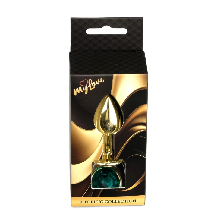 Korek analny (biżuteria) MyLove Toys – stal nierdzewna, zielony kryształ, 2,7 cm