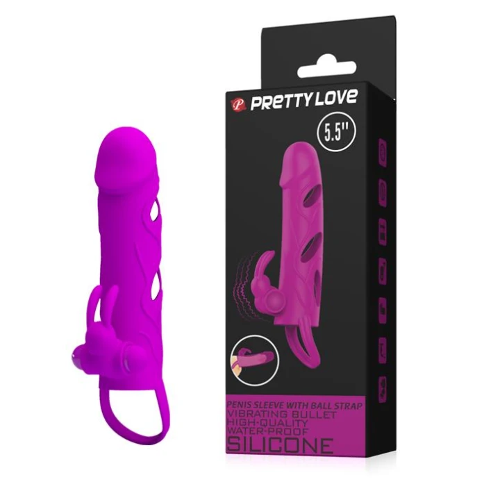 Nakładka sylikonowa na penisa PRETTY LOVE z wibracją, wodoodporna, 14 cm