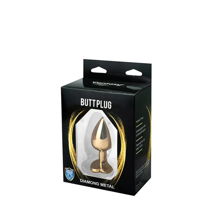 Korek analny z metalu, średni, z czerwonym kryształem, długość 8cm, bezniklowy