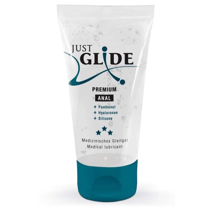 Żel analny Just Glide Premium 50 ml - hipoalergiczny, wegański, ekstremalny poślizg