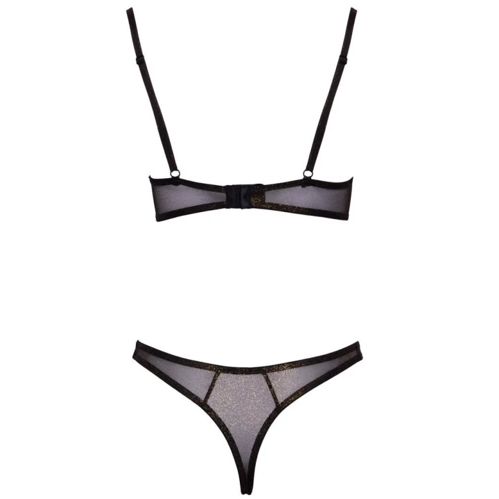 Biustonosz push-up COTTELLI LINGERIE, złota siateczka, regulowane ramiączka, fiszbiny