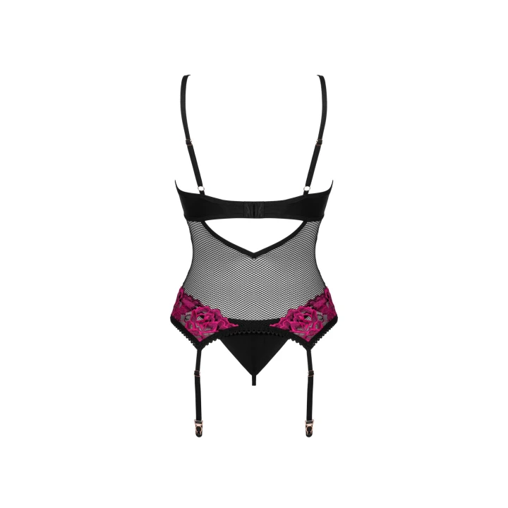 Gorset OBSESSIVE Rosenty M/L - regulowane ramiączka, kwiatowy wzór, elastyczny materiał