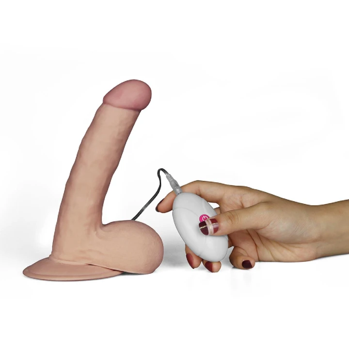 Dildo Ultra Soft Dude - 7,5 cala, 10 prędkości wibracji, przyssawka do mocowania