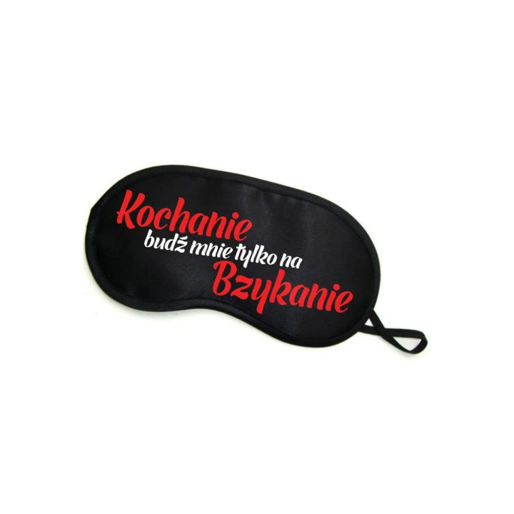 Opaska na oczy, KOCHANIE BUDŹ MNIE, delikatna, z zabawnym napisem