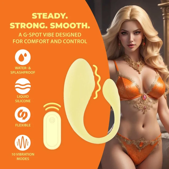 Masażer punktu G Loveline z pilotem, silnik F1, 10 trybów wibracji, żółty