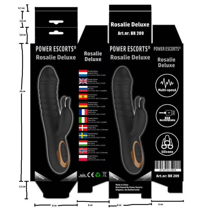 Wibrator do podwójnej stymulacji Power Escorts® Rosalie Deluxe - silikon, ładowanie USB