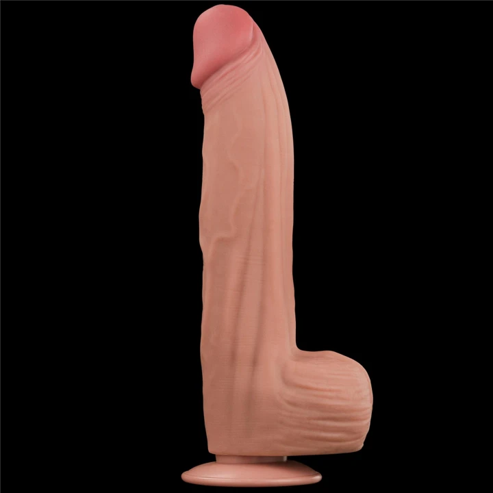 Dildo 12'' - Przesuwna Skóra, Dwuwarstwowy Materiał, Silna Przyssawka