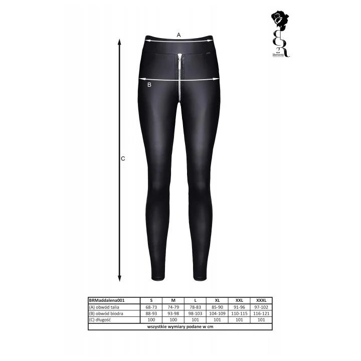 Leginsy wetlook BRMADDALENA001 - Czarny, M, DEMONIQ Kolekcja Silver Touch