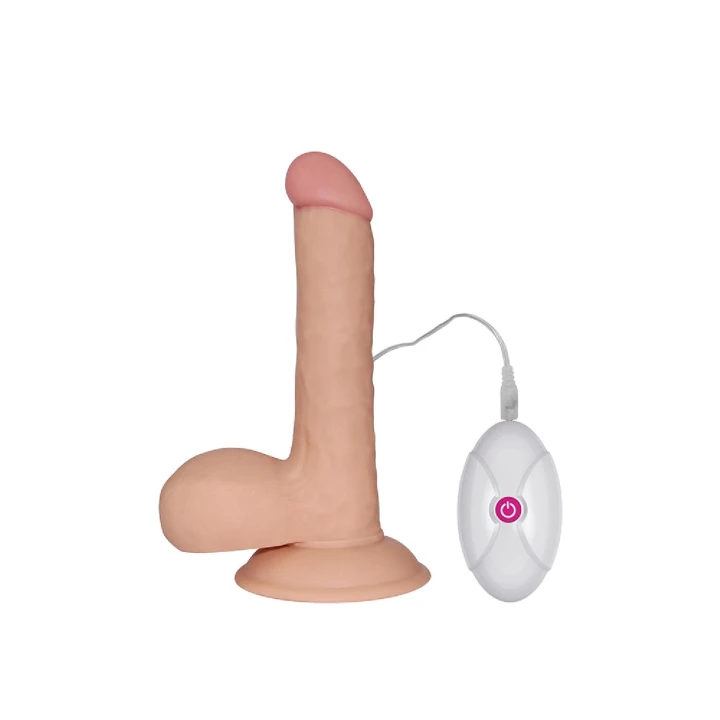Dildo Ultra Soft Dude - 7,5 cala, 10 prędkości wibracji, przyssawka do mocowania