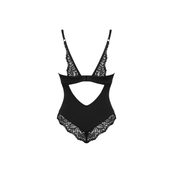 Body koronkowe OBSESSIVE Bellastia XS/S - czarne, regulowane ramiączka, fiszbiny