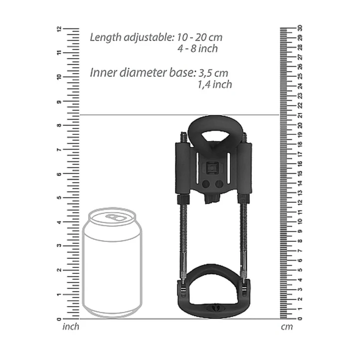 Urządzenie do wydłużania penisa Pumped - Czarny, regulowane stalowe cylindry, łatwe w obsłudze