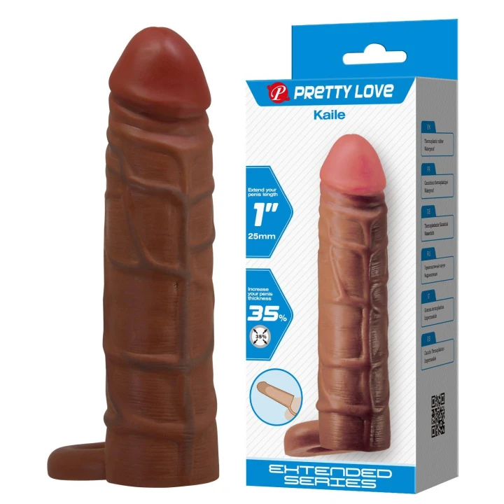 Rękaw na penisa PRETTY LOVE Kaile, TPR, elastyczny, realistyczny wygląd