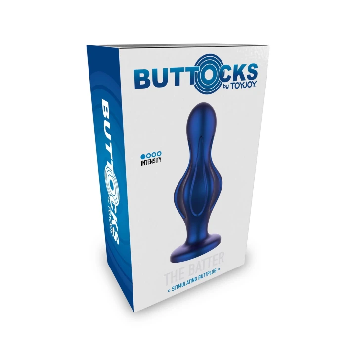 Korek analny, Buttocks by TOYJOY, silikonowy, 4,5 cm, wodoodporny, niebieski